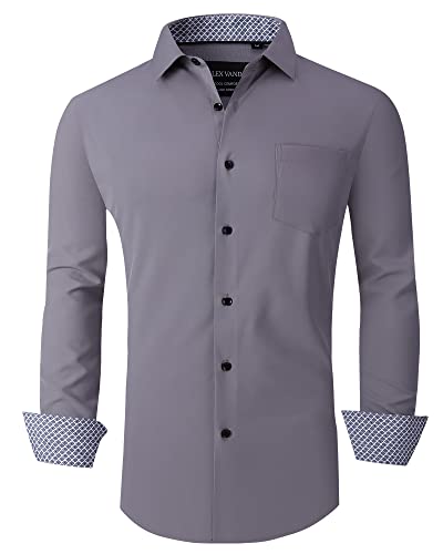 Alex Vando Mens Dress Shirts Regular Fit Long Sleeve Stretch Business Dress Shirts for Men