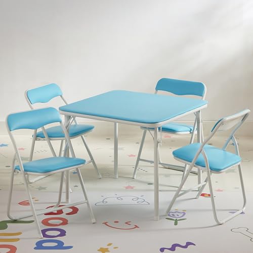 image for VECELO Folding Activity Table and Chairs 5 Pcs, Portable, with Ultra S