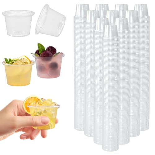 LANSKYLAN 1000 Vasos de Chupito de Plástico 25ml, Vasos Chupitos Reutilizables, Vaso de Chupito Transparente, Vasos Pequeños Plastico para Shots de Licor, Jello Shots y Bebidas en Fiesta y Cumpleaño