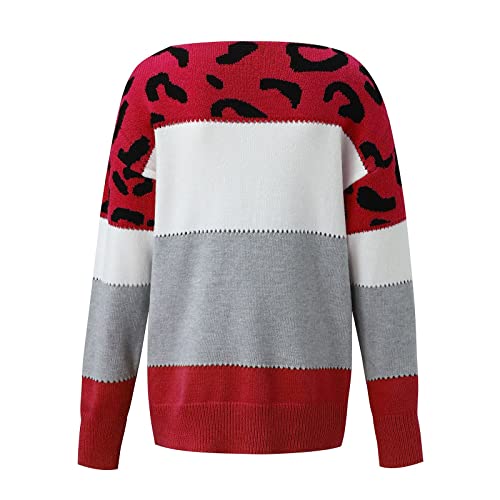Pull tricot léopard à patchwork effet velours chaud et élégant