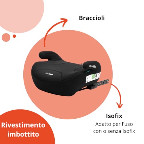 Nurse Fuel Fix Rialzo Con Isofix 125–150 Cm, Booster Con Braccioli, Installazione Con Cintura Di Sicurezza Del Veicolo, Nero - 4