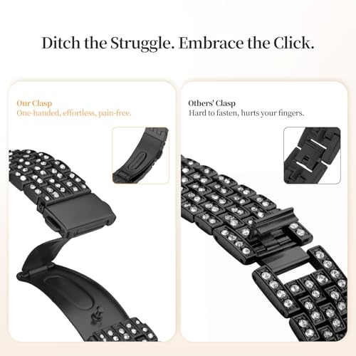 Image of Wutwuk Compatible Bling Apple Watch Strap 40mm with Bling Case, Black Sparkling Metal Woman iWatch Replacement, Black Strap Diamond Rhinestone Wristband for Apple Watch Series SE 2 SE 6 5 4 40mm Black
