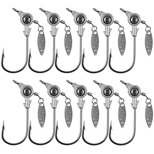 Jig Heads Fishing Hooks 10pcs Crappie Jig Heads Round Ball Head Spinner