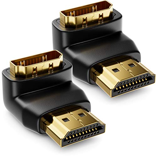 deleyCON HDMI Adaptador de Ángulo de 270° 2 Piezas en Juego   HDMI Tipo A Enchufe y Toma   4K Ultra HD UHD 3D Full HD 1080p HDR ARC Highspeed con Ethernet