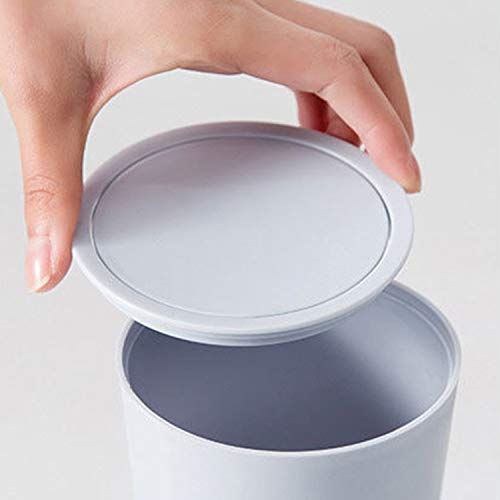 Image of Sheebo Modern Plastic Mini Wastebasket Trash Can with Lid for Car - Dispose of Tissues, Reciepts, and Other Small trashes; 1 Liter (2pk - Khaki & Light Blue)