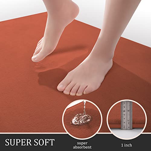 Image of YIHOUSE Memory Foam Bath Mat Set, Super Absorbent Non-Slip & Washable Bath Mats - Dry Quickly, Autumn Glaze Bathroom Rugs