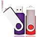 Set di 2 chiavette USB da 32 GB USB 2.0 Flash Drive Chiavi USB girevoli con corde, buon regalo per bambini, genitori e amici (32 G, rosso/viola)