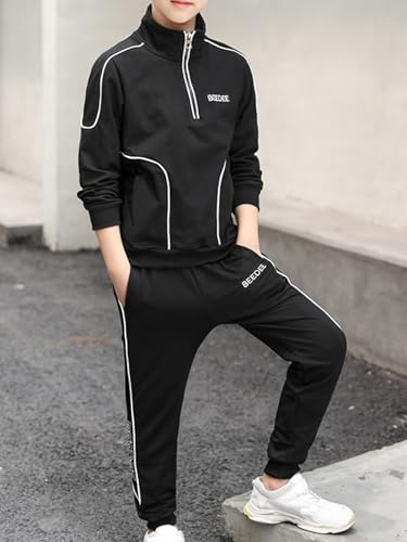 Jugaoge Kids Boys Two Pieces Tracksuits Sweat Suit Long Sleeve Pullover Sweatshirt Sweatpants Activewear Set2