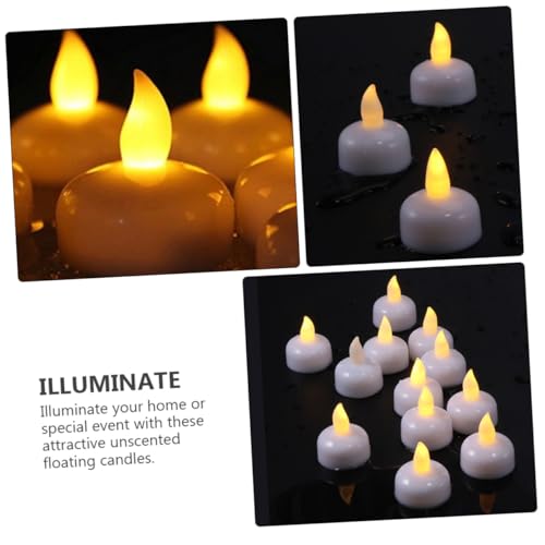 12 Velas flotantes LED impermeables de plástico blanco con batería para decoración 6
