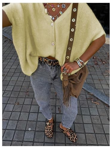 SHENHE Women's Plus Size Button Down Cardigan Cap Sleeve Loose Fit V Neck Soft Knitted Sweater4