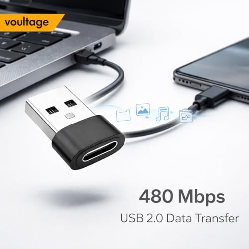 USB To Type-C Dönüştürücü/Çevirici, 3A Hızlı Şarj ve Veri Aktarımı, Otg, Mini Boy Siyah, İphone ve Dizüstü Bilgisayar Uyumlu Carplay, Android Auto Uyumlu - Görsel 6