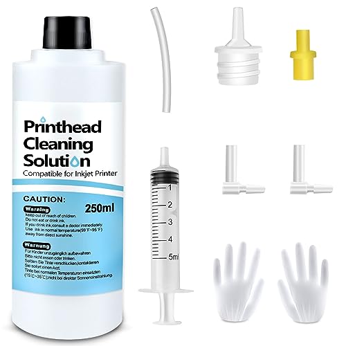 Image of Printhead Cleaning Kit for Epson, 250mL Printer Cleaning Kit for Inkjet Printer, Print Head Cleaning Kit for HP, Print Head Cleaner for Canon Inkjet, Printer Head Cleaning Kit 250mL for Brother Inkjet