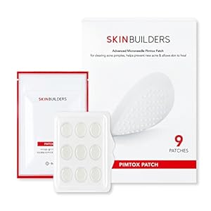 SKINBUILDERS Microdart Acne Patch, Pimple patch Microneedle, Acne Treatment, PimTox Acne Patches For Hormonal Acne And Blemishes, Zit Patches, Patented Microneedles 9EA, Micropoint Pimple Patch