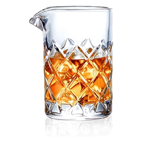 KITESSENSU Bar Cocktail Mixing Glass, Seamless Cocktail Pitcher for Stirred Cocktail with Weighted Bottom, Old Fashioned Bartender Accessory and Tool - 18oz 530ml Cover