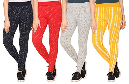 Image of SHAUN Women Free Size (Waist Size-26-34 inch) Stretchable Jegging (Length 37-39 inch Pack of 4)