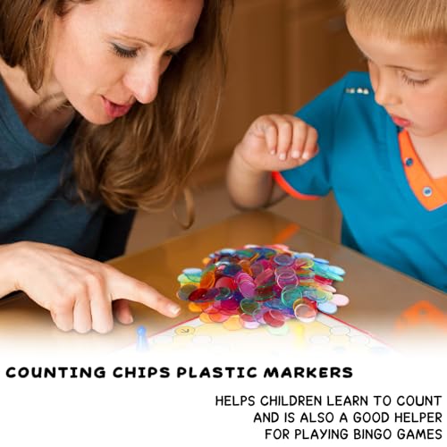 BLeezm 200 STK Bingo Chips Plastik Chips Transparente 6-farbige Zähl-Chips Plastikmarkierer für Bingo Spielkarten Mathe Üben Anzahl der Spielchips - 1,9 cm(Zufällige Farbe)