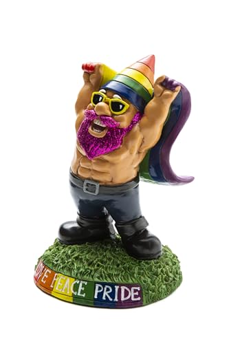 Gnomo de jardín Pride de 9 pulgadas, una estatua de decoración alegre y resistente para patios 3