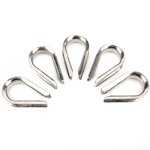 AUHX Braçadeira de corda de arame prata, grampos de dedais de aço inoxidável de 10 mm para equipamen