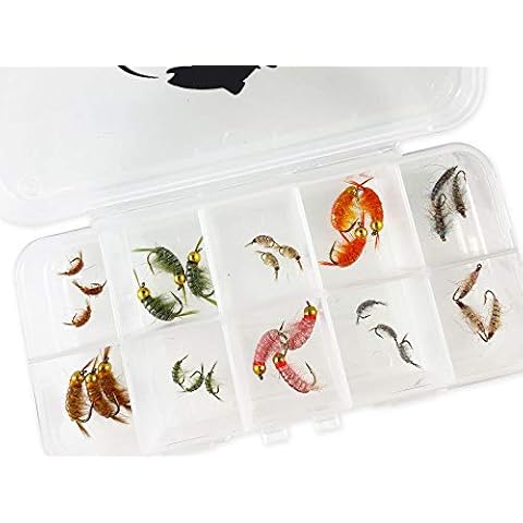 RiverBum Scud and Sow Bug Fly Fishing Assortment Kit with Fly Box - 30 Piece Cover