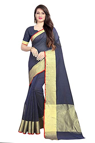 Women,s Kota Doria Cotton Plain Saree With Unstitched Blouse Piece