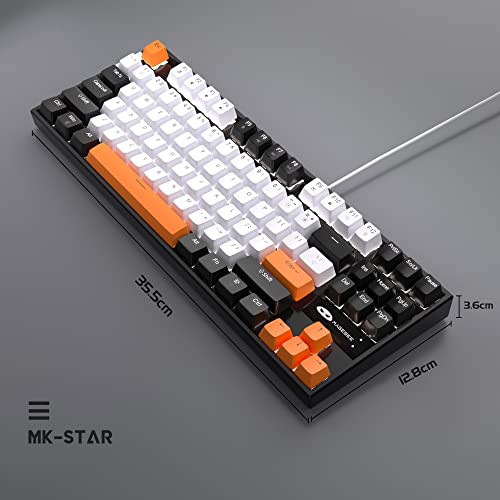 Image of MageGee 75% Mechanical Gaming Keyboard, Yellow Switch, LED White Backlit, 87 Keys Compact TKL Wired Computer Keyboards for Windows Laptop PC Gamer - White /Black