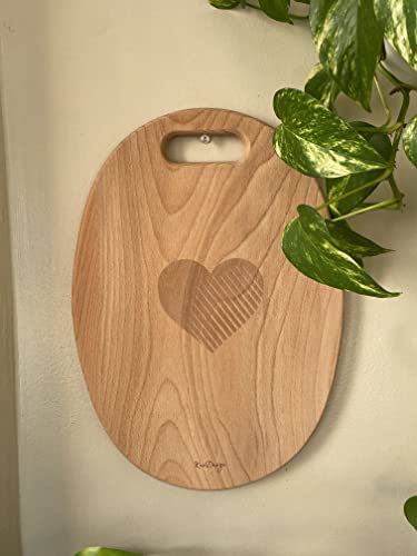 Kaidesign - Heart Design Wooden Cutting Board Coated In Mineral Oil, Quality Beech Wood Design For Housewarming Gifts, Mother's Day Present, Wedding Anniversary And Valentine's Day Gift #TOP6