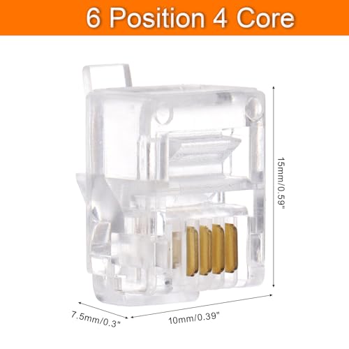 QUARKZMAN Telefonmodularstecker männlich RJ11-Stecker, Kupferkern 6P4C klar 80 Stück