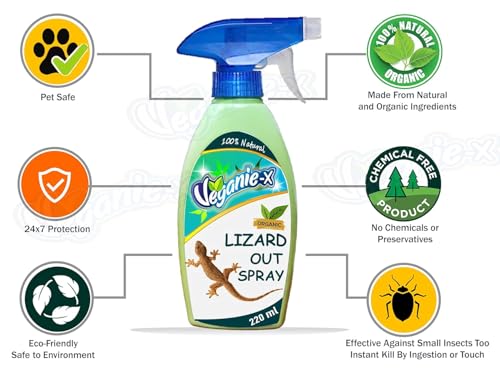 Veganie-X Lizard Out Lizard Repellent Spray 1100ml | 100% Natural, Safe and Effective Lizard Spray| Herbal Lizard Repellent (Pack of 5)