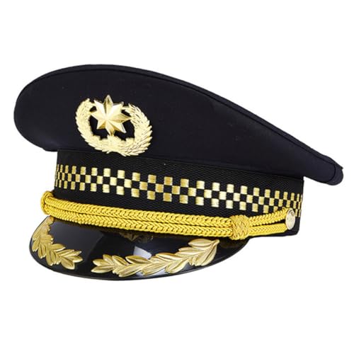 Chapeau de capitaine taille unique confortable en coton noir pour scène