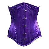 Womens Purple Satin Underbust Steel Boned Corset Waist chincher Body Shaper (Purple, Large)