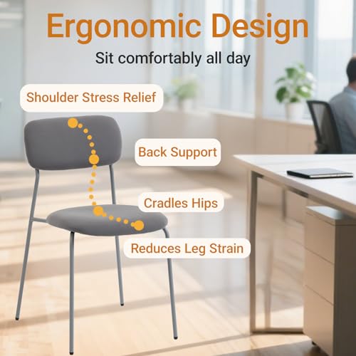 Image of Sidanli Reception Chair Set of 4, Stackable Waiting Room Seating for Office, Lobby, and Guest Use, Grey