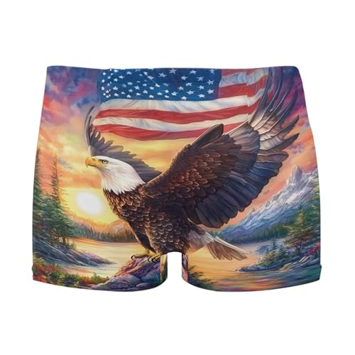 July 4th American Flag Bald Eagle Mens Swim Trunk Swimwear Swim Brief Square Leg Board Short S S0407224 - Main Image