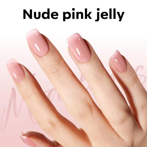 Image of modelones Jelly Nude Pink Gel Nail Polish 15ML, Hema Free Summer Soak-Off UV Gel Polish - 28+Days Long-Lasting Nail Art DIY Manicure Kit Home Salon Women Gifts