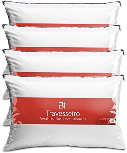 Kit 4 Travesseiro Antialérgico Percal 180 Fios Ecoplumas Fibra Si...