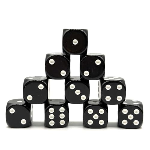 10PCS Acrylic Dices 6 Sided Dice Set for Bar Games Standard Dices for Party Math Learning Glow Playing Dice (Black)