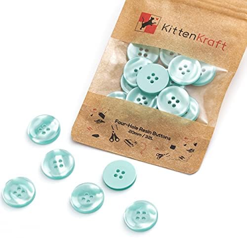 Kitten Kraft 20mm Buttons (4/5 inch, 32L) 10 or 20 Pcs Round Large 4-Hole Resin, 20 Colours, Haberdashery for Crafting, Sewing, Replacement, Knitting Handmade Baby Cardigans (Sweet Pink, 10 Buttons)