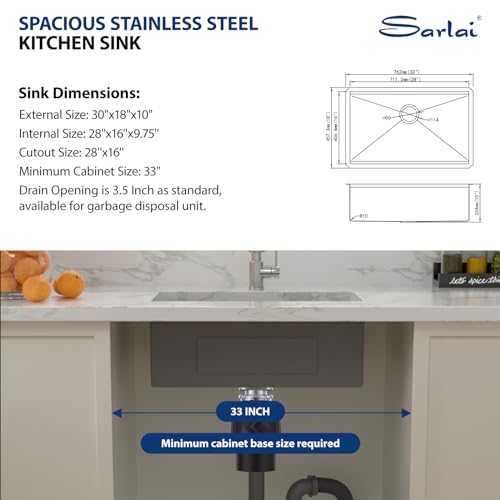 Image of Sarlai 30 Kitchen Sink Stainless Steel Undermount Workstation Sink 30 inchx18 inch