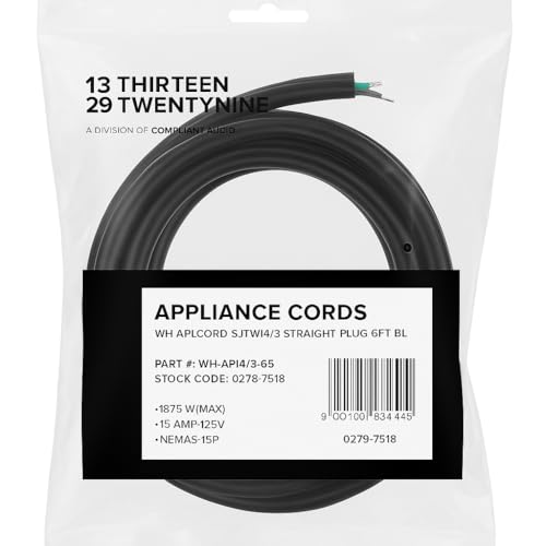 13 THIRTEEN 29 TWENTY-NINE Appliance Cord Bundle, 3FT 13A & 6FT 15A SJTW Power Cables, Straight & Angled 5-15 Plugs, 125/600V Copper Conductors, Heavy-Duty Indoor/Outdoor Use