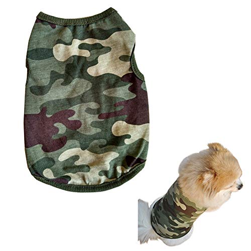 Alroman Dog Shirts Pet Shirts Dog T-Shirt Puppy Tee Dog Vest Puppy Vest Pet Clothes for Small Dogs and Cats Doggie Camouflage Shirt Puppy Summer Apparel Dogs Army Green Camo Shirt Pet Beach Wear(L)