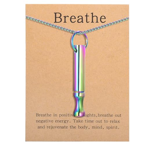Anxiety Breathe Necklace Mindfulness Breathing Necklace Stress Relief Stainless Steel Pendant Necklace for Women Men
