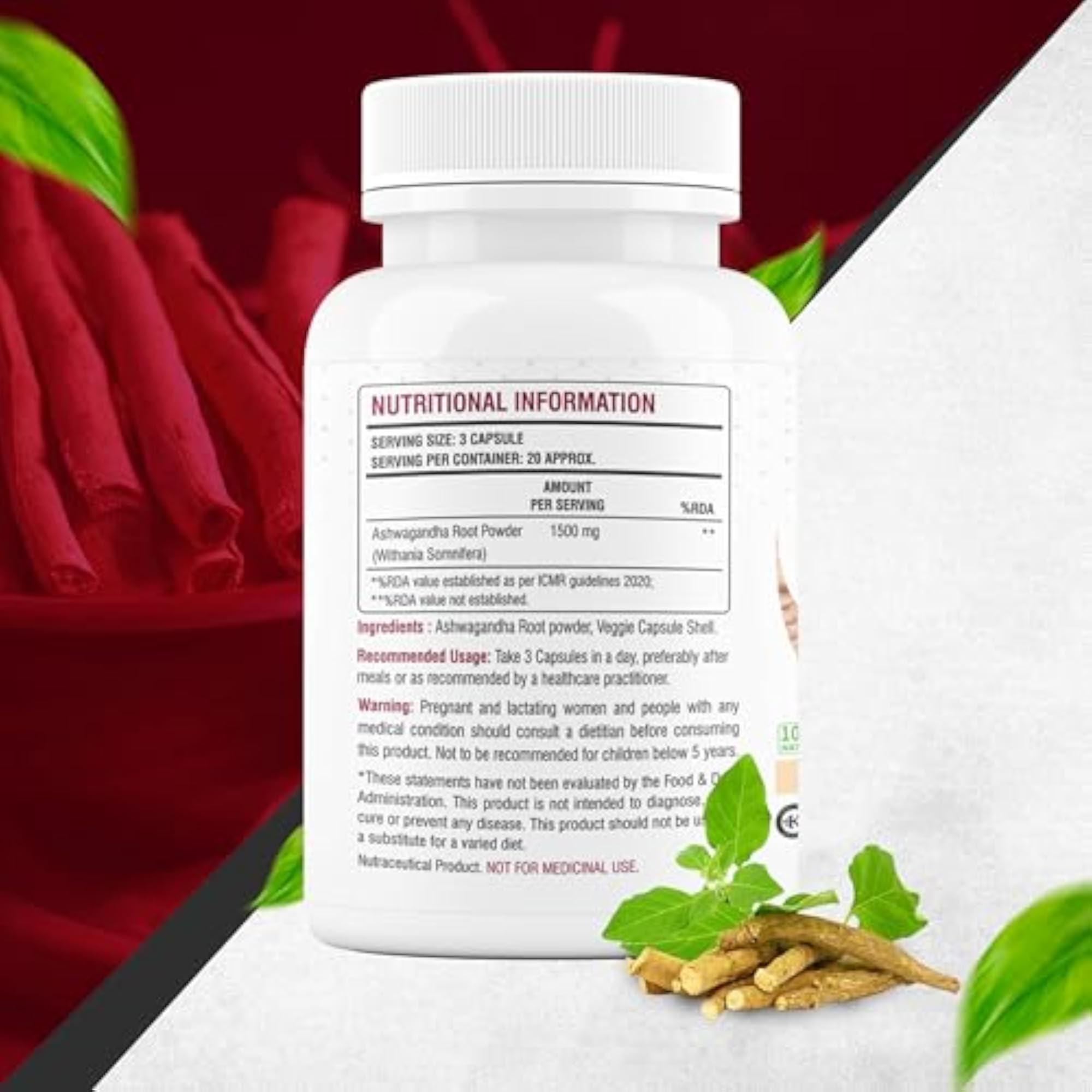 Oribite Natural Ashwagandha Capsule, 60 Tablets
