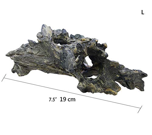 Corisrx Aquarium Malaysian Driftwood Imitation Ornament Small - Tree Trunk Long Decor Fish Tank Wood (L: 7.5") #TOP6