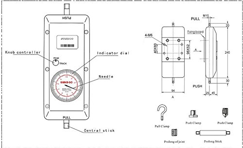 GOWE 1000 N analógico comprobador de tensión medidor de fuerza Push Pull