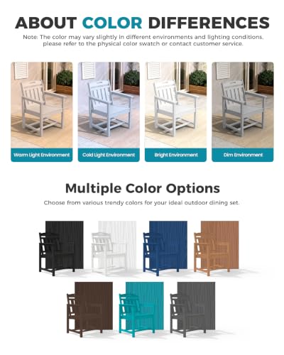 Image of Ciokea HDPE Outdoor Dining Set of 4, Patio Table and Chairs Sets, White