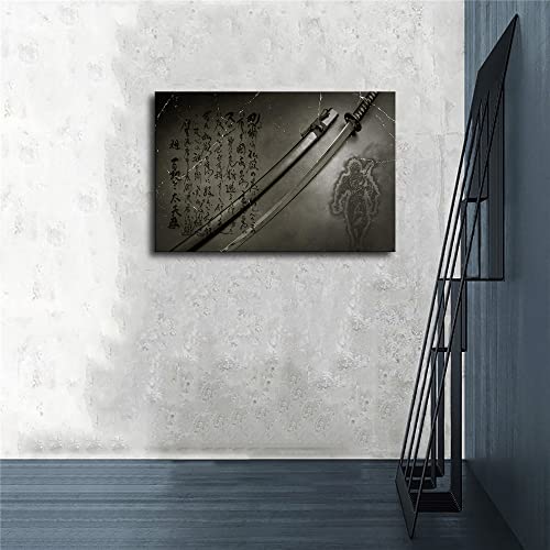 Wallpaper Katana Posters And Prints Retro Wall Art Canvas Painting Abstract Japanese-Style Calligraphy Sword Wall Mural For Living Room Bedroom (Unframed,8X12 Inch?20X30 Cm?) #TOP7