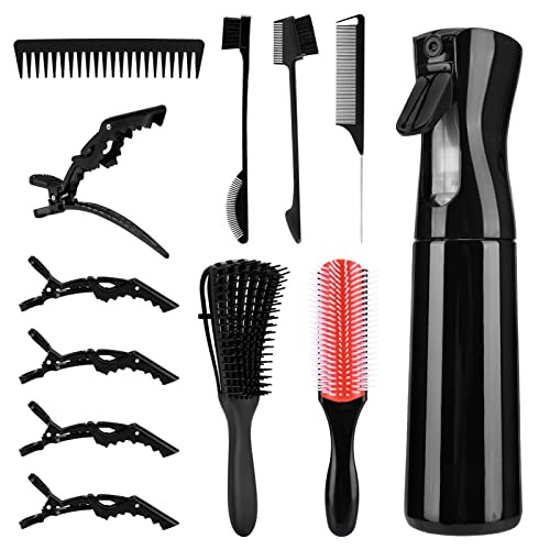 Laelr Hair Brush Set 12 Pcs Detangling Brush Set For Curly Hair Wet And Wavy Hair Detangler Comb With Spray Bottle Wide Tooth Comb Rat Tail Comb Classic Styling Brush 2 Double Sided Brush 5 Hair Clips #TOP30