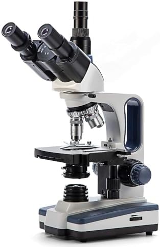 SWIFT Microscope SW350T 40X-2500X, Trinocular Compound Lab Microscope with Wide-Field 10X and 25X Eyepieces, Siedentopf Head, Research-Grade,Mechanical Stage, Abbe Condenser, Camera-Compatible