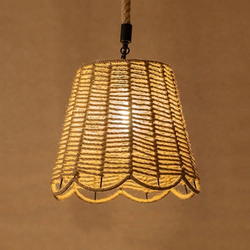 Suspension industrielle en corde de chanvre cage Vintage E27 rustique réglable - 4
