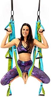 Yoga Trapeze [official] – Yoga Swing/Sling/Inversion Tool, Blue/Green by YOGABODY – with Free