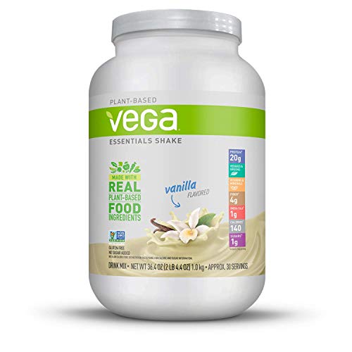 Vega Essentials Shake Vanilla(30 Servings, 36.4 Ounce) - Plant Based Vegan Protein Powder